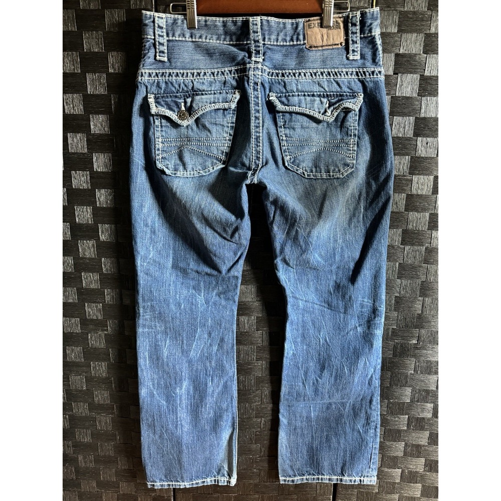 Express Mens 34x31 Jeans Classic Low Rise Boot Cut Kingston Denim *see Note* - Picture 2 of 16